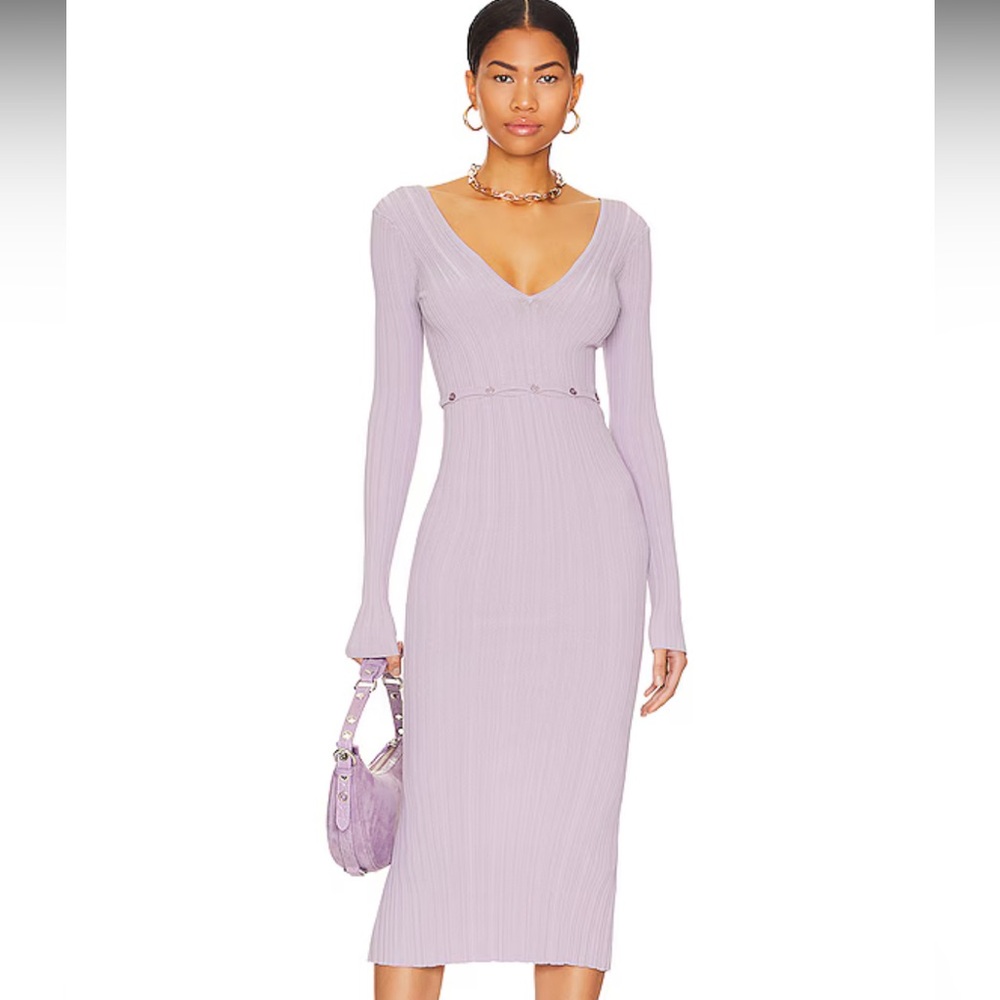 Delaire Button Off Midi Dress in Dusty Purple